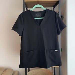 Figs Casma Three pocket scrub top, med, black